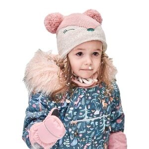 NWT Deux Par Deux Pink Fox Winter Hat 6-12 months